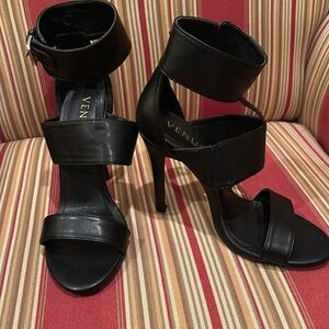 Venus black high heel stilettos sandals shoes.